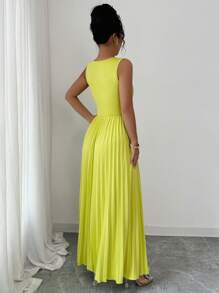 Elenzga 女士优雅束腰连衣裙，夏季新品 - 綠色 - 查看 2