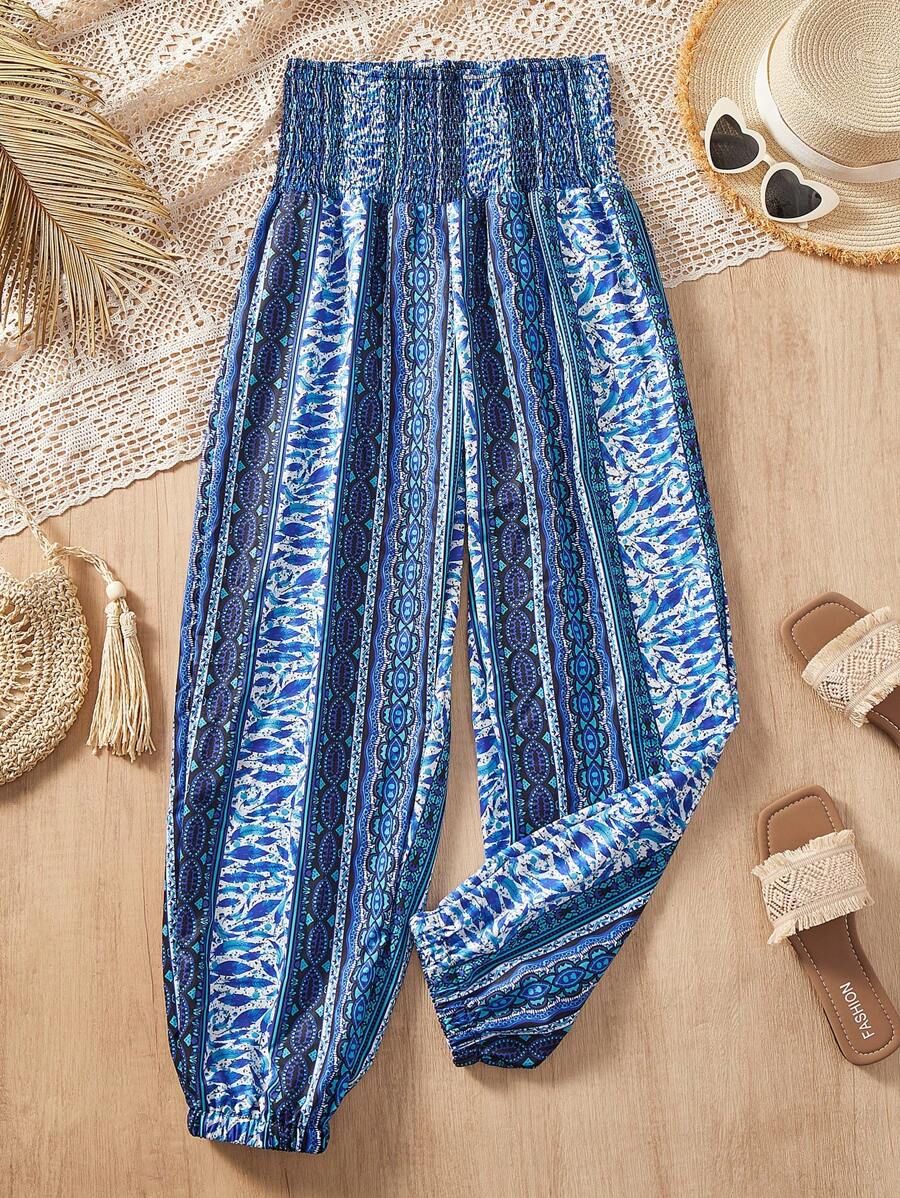 Tween Girls Casual Simple Blue Comfortable Vacation Pants - Blue - View 1