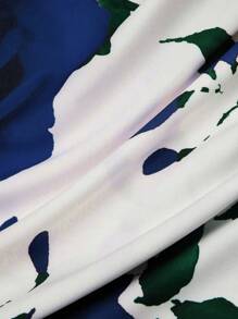 SHEIN Clasi 大码高腰印花休闲裤，简约风格，适合日常穿着，情人节春季女装，情人节简约可爱节日服装，女士优雅阔腿裤 - 彩色 - 查看 3