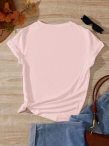 INAWLY Baseball Mom Shirt, Colorful Baseball Bow Comfort Shirt, Baseball Game Day T-Shirt, Baseball Season Shirt, Baseball Fan Shirt, Sports Mom Round Neck Women Graphic Tee - Baby Pink - View 2