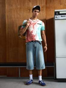 SWAVVY Men T-Shirts Fit Crew Neck Short Sleeve Casual Colorful Summer Polyester Tie Dye Tee