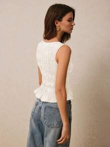 Poéselle Women's Sleeveless Solid Color Ruffle Hem Camisole - Beige - View 2