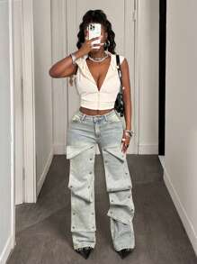 BamGleam 夏季女式无袖连帽防晒运动衫，休闲修身短款上衣，物理防紫外线轻质透气运动衫，毕业、教师、返校套头衫秋季 - 杏色 - 查看 5