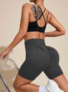 Slayoga Pantaloncini sportivi da donna a vita alta con effetto sollevamento, pantaloncini da ciclista per allenamento