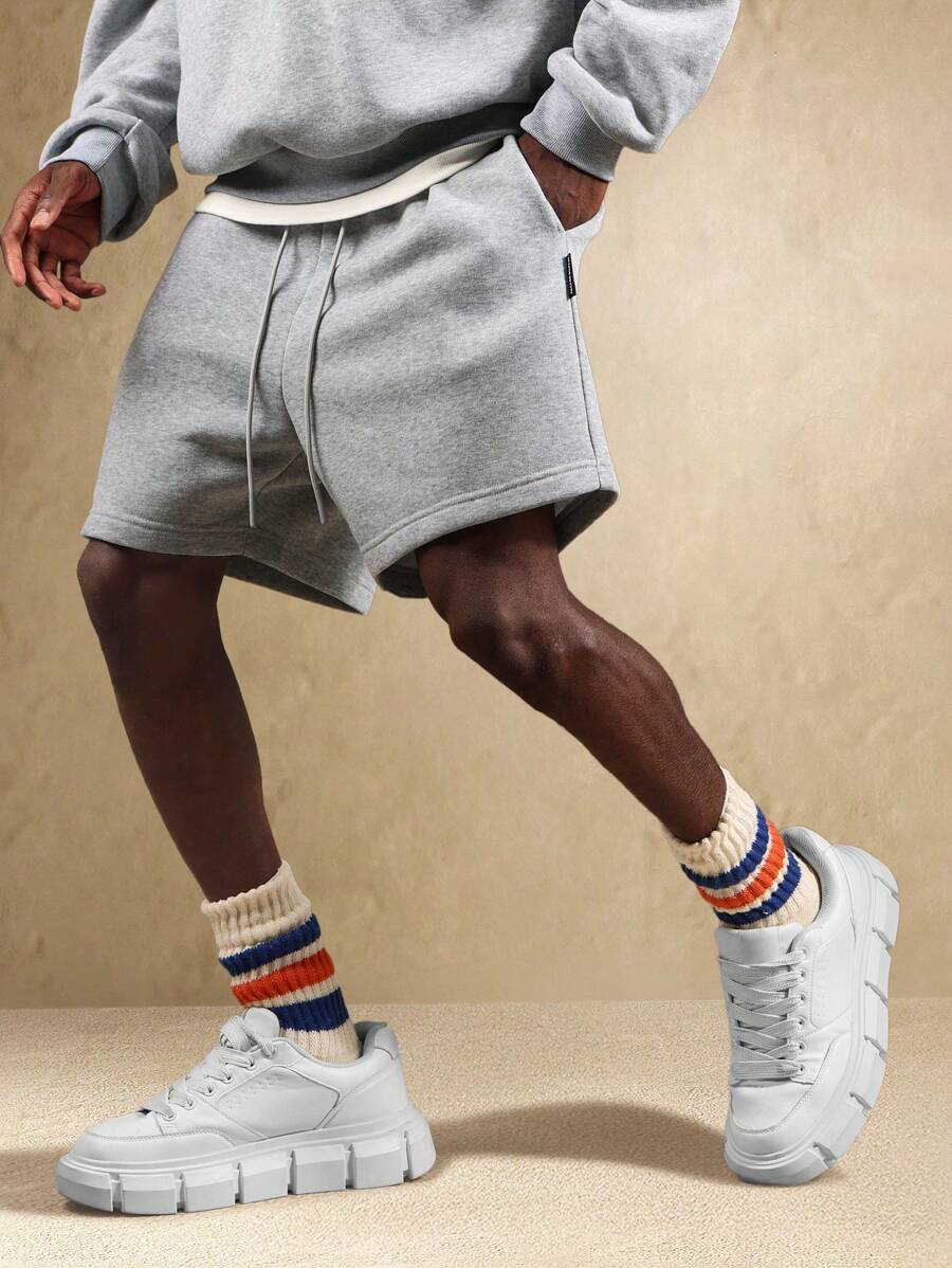 Quần short thể thao Drop Crotch Essential Quần short thể thao rộng rãi, thoải mái, thường ngày, quần short thể thao, tập luyện, giá trị cơ bản, hàng ngày, mùa hè - Xám - Xem 1