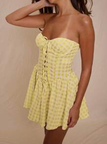 MUSERA 女士迷你连衣裙 伊比沙岛西部假日海滩度假 夜间约会 夜间生日晚宴 春夏 - 黃色 - 查看 5