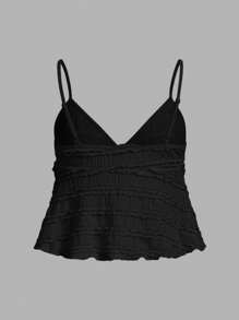 Sweetina Women's Casual Simple Solid Jacquard Fabric Camisole, Summer - Black - View 2