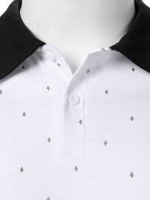 Manfinity Mode Men's Casual Color Block Short Sleeve Polo Shirt For Summer