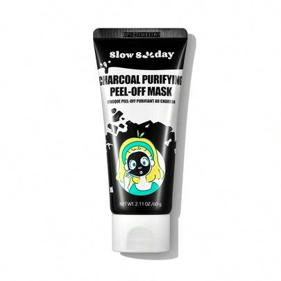SlowSunday Charcoal Purifying Peel-Off Mask, Face Mask, Black Head Remover, Deep Cleansing, Korean Skincare, K Beauty, Ideal For Party, Suitable For Summer