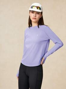 OutZeal Women Outdoor Pink Tee Gym Top Long Sleeve UV Protection Cool Touch Cross-Over Pleat With Thumbhole