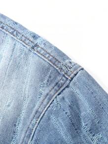 Manfinity EMRG Plus Size Men's Ombre Gradient Front Button Casual Long Sleeve Denim Jacket