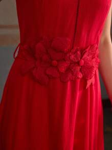 ZEYLAH Summer Vacation Round Neck Sleeveless Linen Long Dress