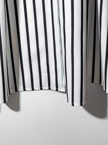 Franclia Casual Fashionable Versatile Elasticated Waist With Brown Leather Belt Pleated Midi Skirt - Black and White - View 6