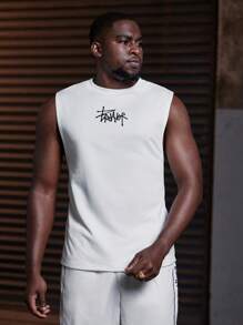 Manfinity VCAY Camiseta sin mangas de punto casual y suelta para uso diario para hombres - Negro - Ver 2