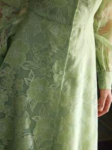 ZEYLAH 镂空花卉面料，蓬松裙摆，浪漫茶会优雅连衣裙