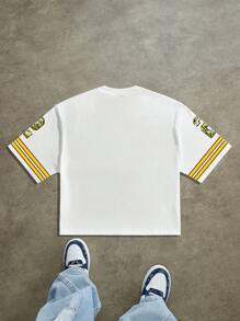 Manfinity ZONE917 男士夏季街头号码印花撞色条纹宽松T恤