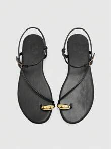 CUCCOO BIZCHIC 女士平底圆头系带鞋，时尚海滩度假平底凉鞋 - 黑色 - 查看 1