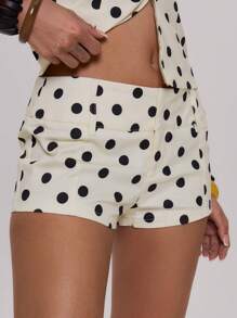 MUSERA Contrast Polka Dot Summer Sexy Dainty Cute Micro Shorts Holiday Vacation     Party Valentines Day Spring - Cream - View 5