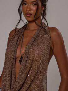 MUSERA 垂褶露背无袖修身迷你连衣裙，适合伊比沙岛度假、夏季、海滩、节日、锐舞音乐会、秋季夜生活、约会、生日、秋冬季等场合。