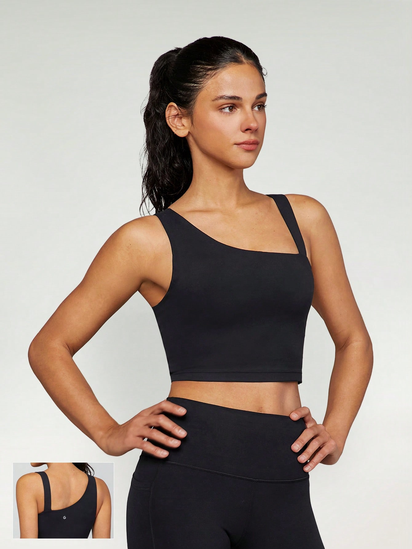 FeatherFit™ Best Stretch Asymmetrical Strap Sports Bra Active Tank Top Light Support Low Impact Yoga Pilates Daily