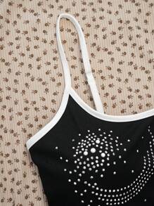 INAWLY Women's Sexy Body Contour Rhinestone Decorated Cami Top - Multicolor - View 4
