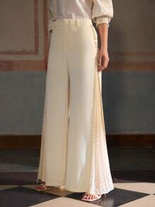 ZEYLAH Summer Vacation Side Cut-Out Pleated Wide Leg Pants