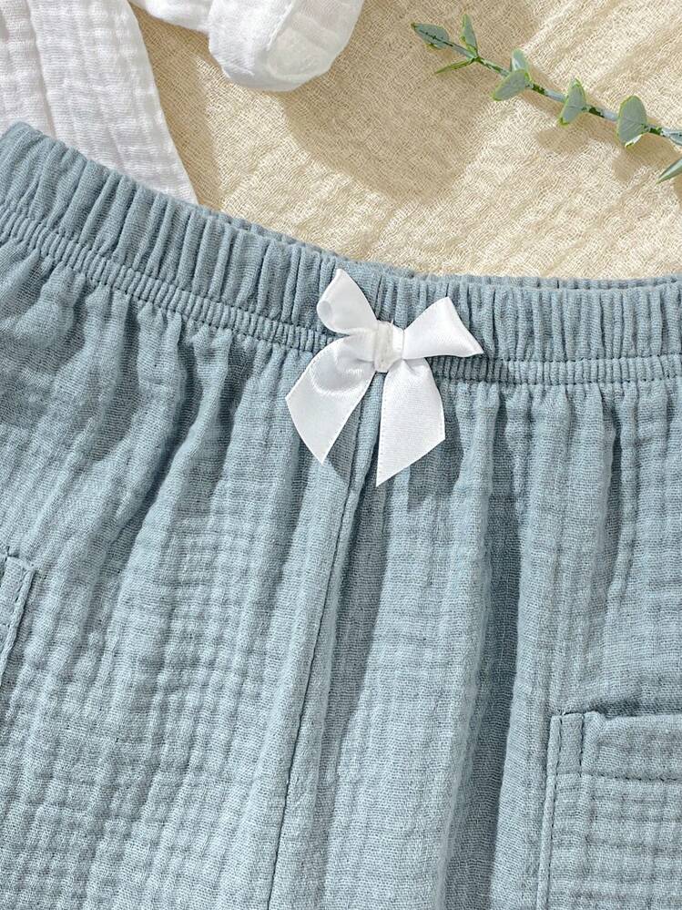 طقم بنطال والقميص قصير الأكمام لحديثي الولادة والأ...