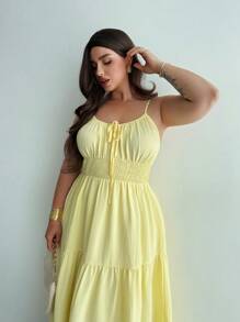 Firerie Vestido largo de mujer talla extra elegante y casual para verano, resort, vacaciones, romántico. Adecuado para playa, regreso a la escuela, boda, fiesta, oficina, conciertos hawaianos, festivales de música. Cintura fruncida, dobladillo acampanado, textura.