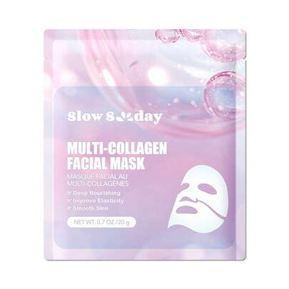 SlowSunday Multi-Collagen Facial Mask, Korean Collagen Mask, Jelly Collagen Face Mask, Deep Moisturizing, Improve Elasticity, Smooth Skin, K Beauty, Skin Care, Y2K, Ideal For Party, Refreshing, Suitable For Summer