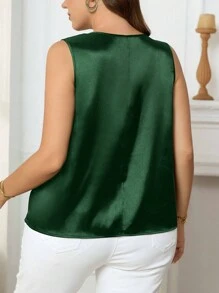 Reflora Elegantes ärmelloses Camisole aus kontrastierendem Netzstoff in Übergröße