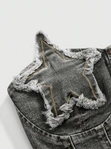 ROMWE Grunge Punk 大码女款 Y2K 星星贴花牛仔短款上衣