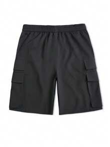 Manfinity Homme Men's Utility Drawstring Pockets Loose Casual Summer Cargo Shorts Casual - Dark Grey - View 2