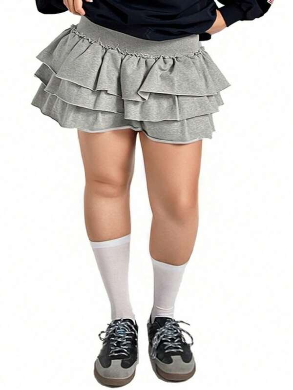 Dazy Plus Cake Skirt Knitted Elastic Waist Casual Summer Short Mini Skirt For Girls