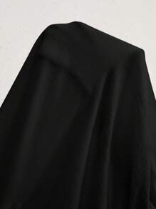SHEIN CURVE+ Plus Size Casual Solid Color Loose Fit Long Pants Summer/Country/Beach Vacation - Black - View 9
