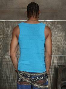 AXEPEAK Jersey de punto sin mangas cuello redondo de unicolor para hombre, edición de ropa de calle de verano