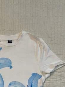 Attitoon 女士圆领短袖修身 T 恤，适合夏季，芙蓉花和夏威夷花卉印花，非常适合度假