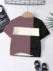SHEIN Conjunto de 4 camisetas casuais de manga curta e gola redonda para bebês meninos, adequadas para o verão - Multicolorido - Ver 6