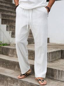 Manfinity Nomadique Pantalon de travail casual pour hommes à cordon de serrage et poche, couleur unie