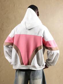 SUMWON 超大号色块连帽衫街头潮流都市时尚个性单品抽绳套头衫运动衫秋冬运动风格