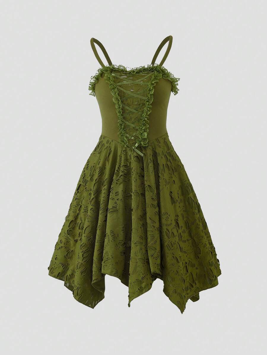 Robe Dentelle Plissée Débardeur – Mini Ourlet Dentelle, Neuve Avec étiquette, Femme