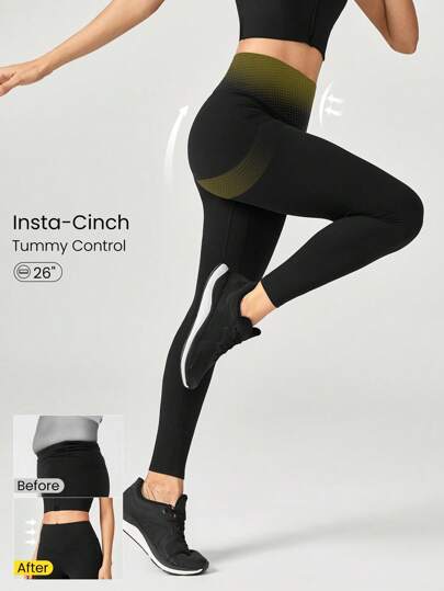 GLOWMODE Legging de Cintura Alta com Controle da Barriga e Levantamento do Bumbum FeatherFit™-Sculpt, Impacto Médio, Jogging, Corrida, Treino, 66cm