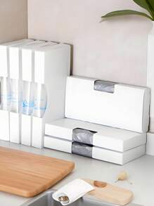 1PC PP Trash Bag Storage Box, Minimalist Solid Grocery Box Holder For Kitchen - White - View 2