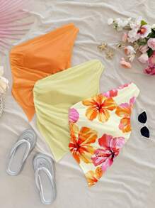 Soleia 3 chiếc áo phông in hoa thường ngày mùa xuân cho nữ Island Girl màu cam và hồng, lý tưởng cho kỳ nghỉ bên bờ biển, lãng mạn, bãi biển, kỳ nghỉ xuân, cô gái Miami mùa hè - Màu vàng - Xem 6