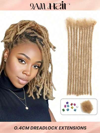 4-12 polegadas 0,4 cm de espessura 10 fios 100% extensões de cabelo humano dreadlock para homens/mulheres Extensões de cabelo crochê cabelo humano tranças sem nós fantasias de Halloween