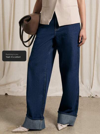 AiiRZ 翻起宽松牛仔裤