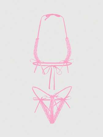 Goth Ensemble de lingerie sexy en dentelle avec nœud papillon pour femmes