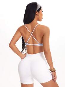 Gameset SHEIN Sport Colorblock Trim Camisole Sports Bra - Blue - View 2