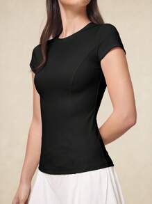 OutZeal Women Sweat Wicking Tummy Control Soft Tight T-Shirt Sports Tee Running Tennis Gym Workout Tops