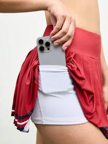 Cheerettes 女式撞色条纹和心形印花无袖上衣搭配百褶裙运动套装