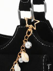 ROMWE Fairycore 1pc Ocean Vacation Theme Sea Shell, Starfish, Pearl Gold Color Charm Pendant Bag Decor Chain, Wedding, Festival, Birthday Decoration - Multicolor - View 5